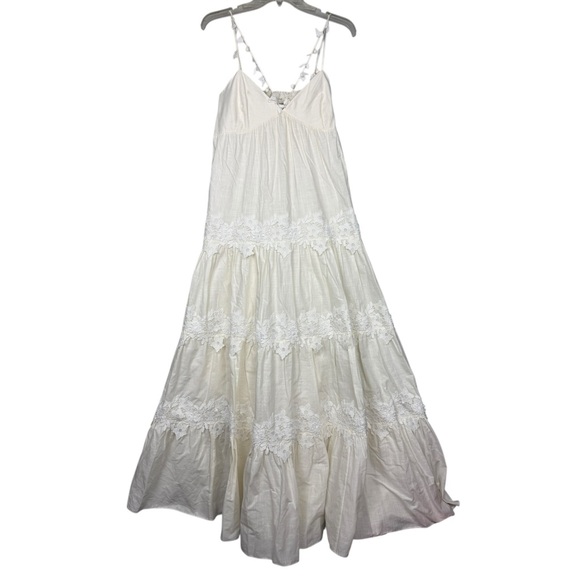 Anthropologie Sachin + Babi White Tiered 3D Floral Maxi Dress - Picture 2 of 8